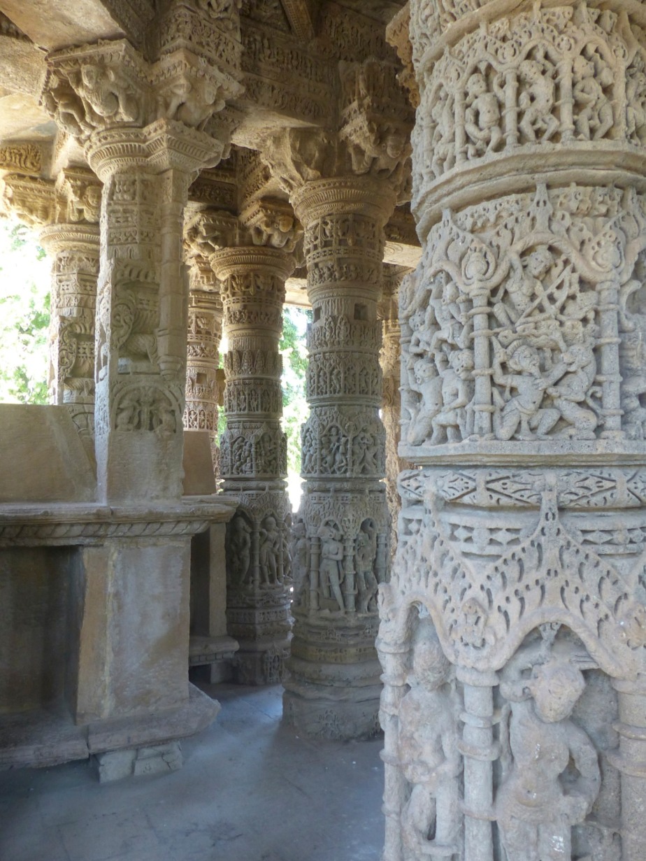 Pillars within the Sabha Mandap